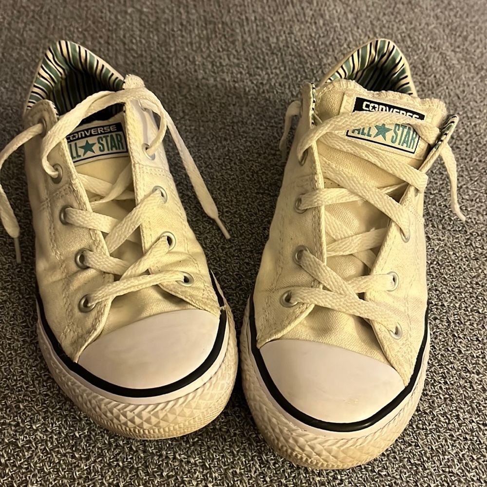 Kids size 3 white converse all star sneaker.